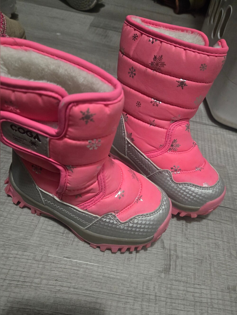 COGA Pink Snow Boots with Silver Snowflake Accents